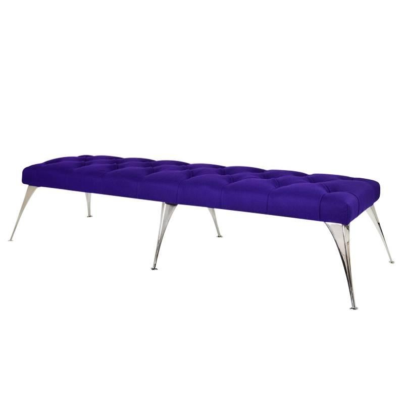Extra Long Tufted Purple Wool Bench For Sale