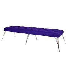 Extra Long Tufted Purple Wool Bench