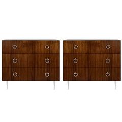 Pair of Walnut Gibby Collection Chests of Drawers