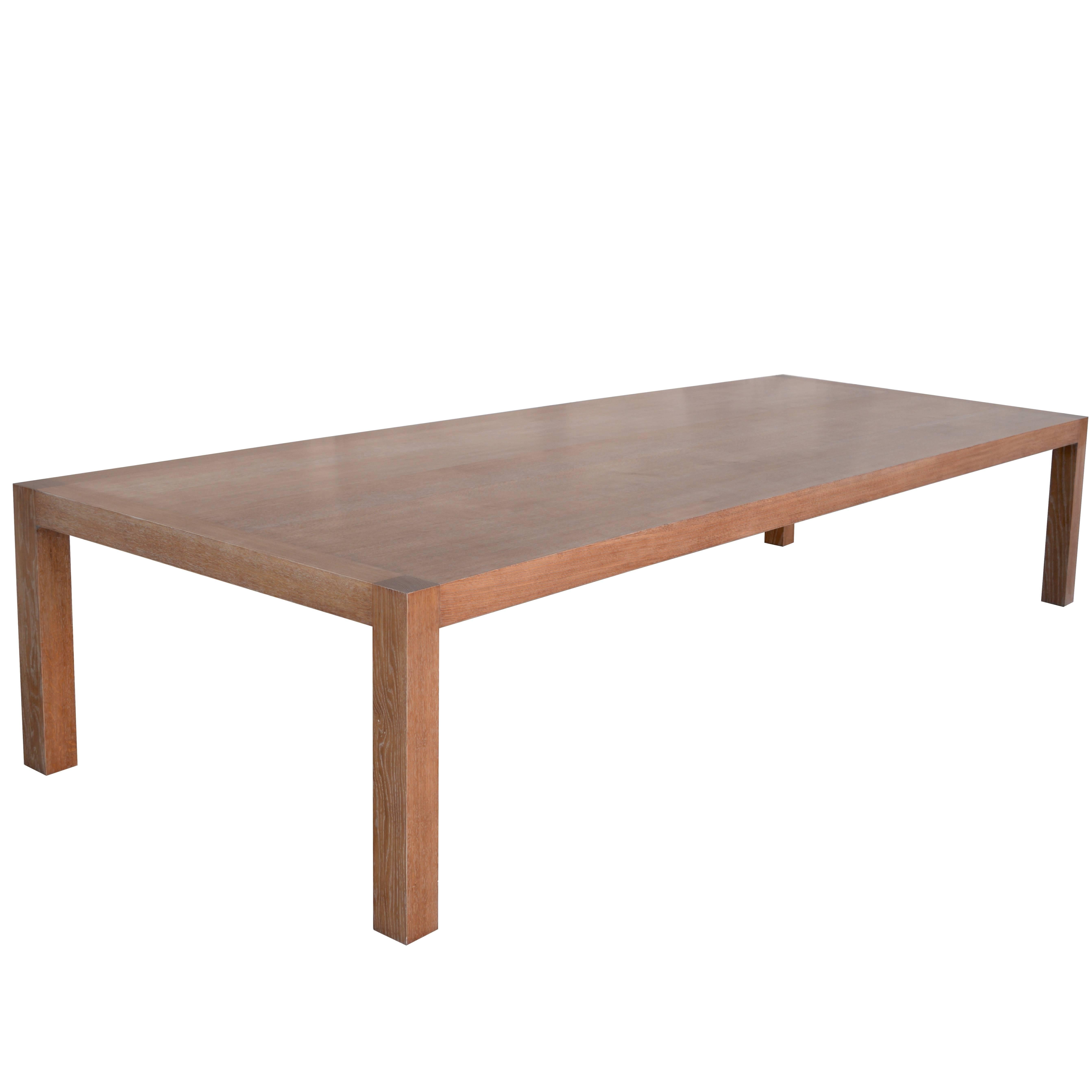 Parsons Table in Cerused Rift-Sawn White Oak, Custom Made