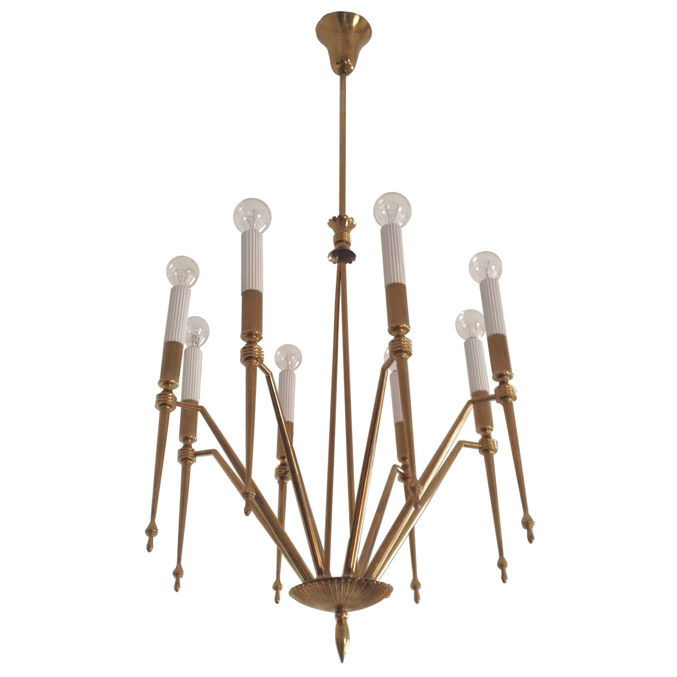  Eight-Arm Chandelier by G.C.M.E. Italy, For Sale