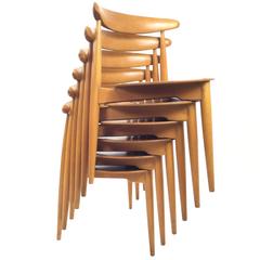 Set of Six Hans J. Wegner Heart Chairs