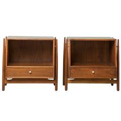 Vintage Kipp Stewart for Drexel Walnut Declaration End Tables Nightstands