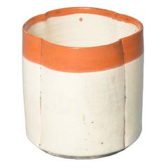 White Glazed Bowl with Orange Top