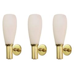 Set of Three Elegant Brass Sconces, Italy, 1940s