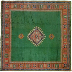 Rare Square Antique Turkish Oushak Rug