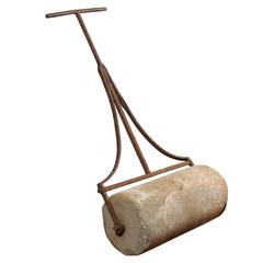 Antique Iron and Stone Lawn Roller