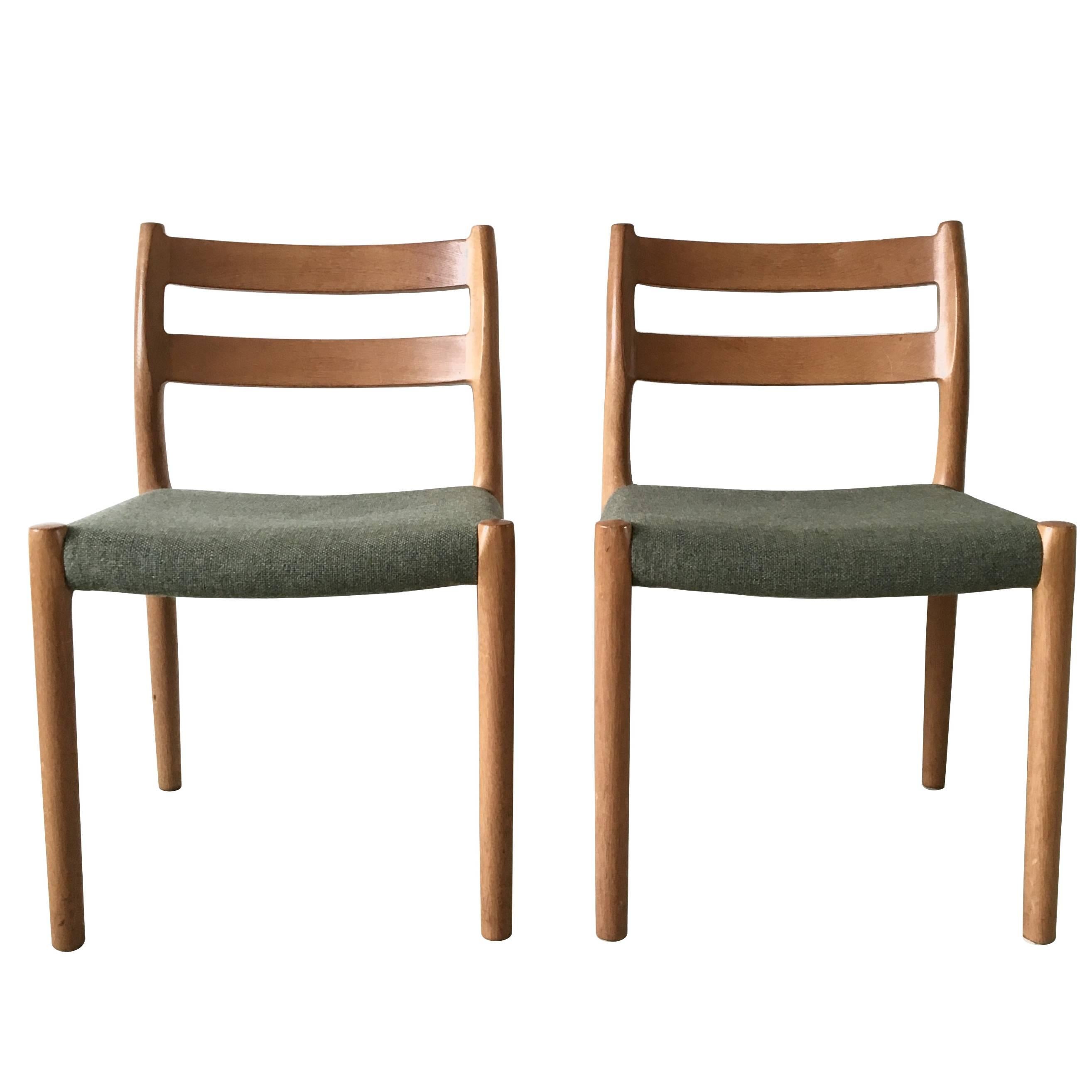 Set of Two Dining Chairs in Teak by J.L. Moller for Højbjerg, Denmark, 1960s
