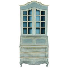 Antique French Early 20th Century Painted Secretary Bookcase