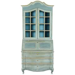 French Early 20th Century Painted Secretary Bookcase