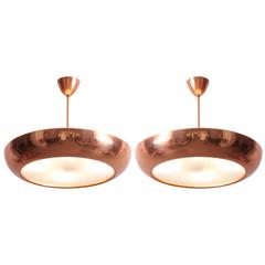 1930s Copper and Glass Pendant Lamp by Josef Hurka for Napako, 1 of 2