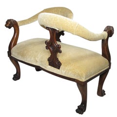 19th Century Victorian Mahogany "Tête-à-Tête" (Head to Head) Lovers Settee