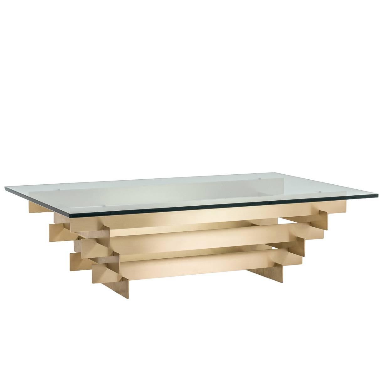 Solid Brass Stacked Coffee Table by David Hicks