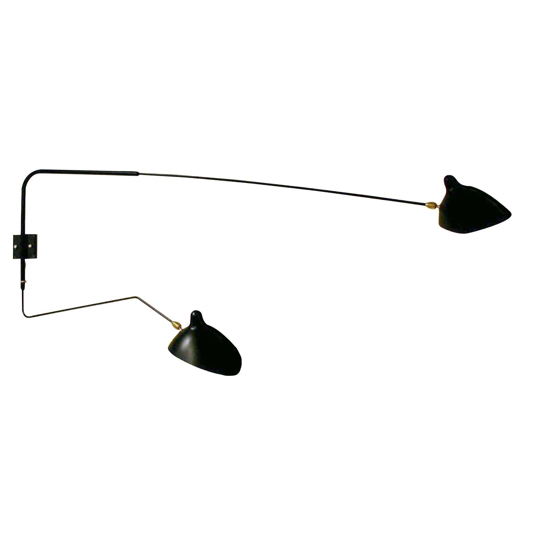 Rotating Sconce, Two-Arm, One Curved by Serge Mouille