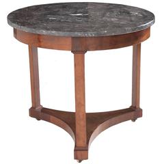 French 19th Century Round Empire Table with Marble Top