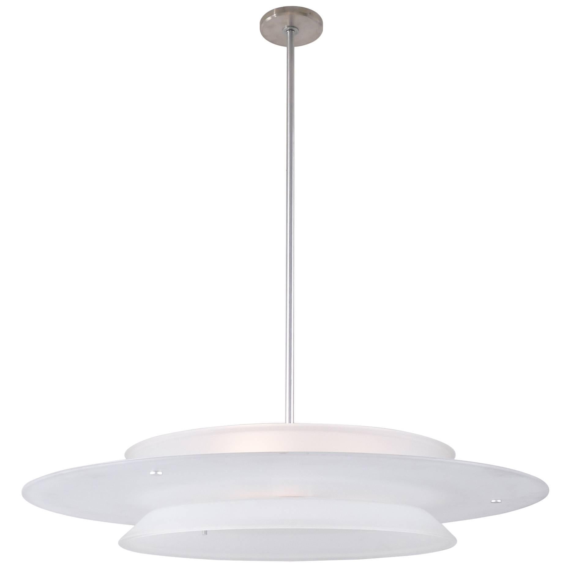 Duesenberg No. 038 36" Space Ship Pendant Light in Frosted Glass For Sale