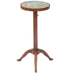 Rare Directoire Walnut Candle Stand with Chinese Famille Verte Porcelain Top 7