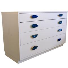 Outstanding Mid-Century Modern Lacquered Dresser with Custom Agate Pulls
