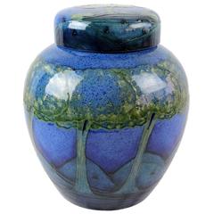 Large William Moorcroft Arts & Crafts Ginger Jar in "Moonlit Blue, " circa 1925
