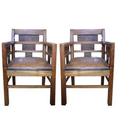 Antique Pair of Arts and Crafts Style Armchairs