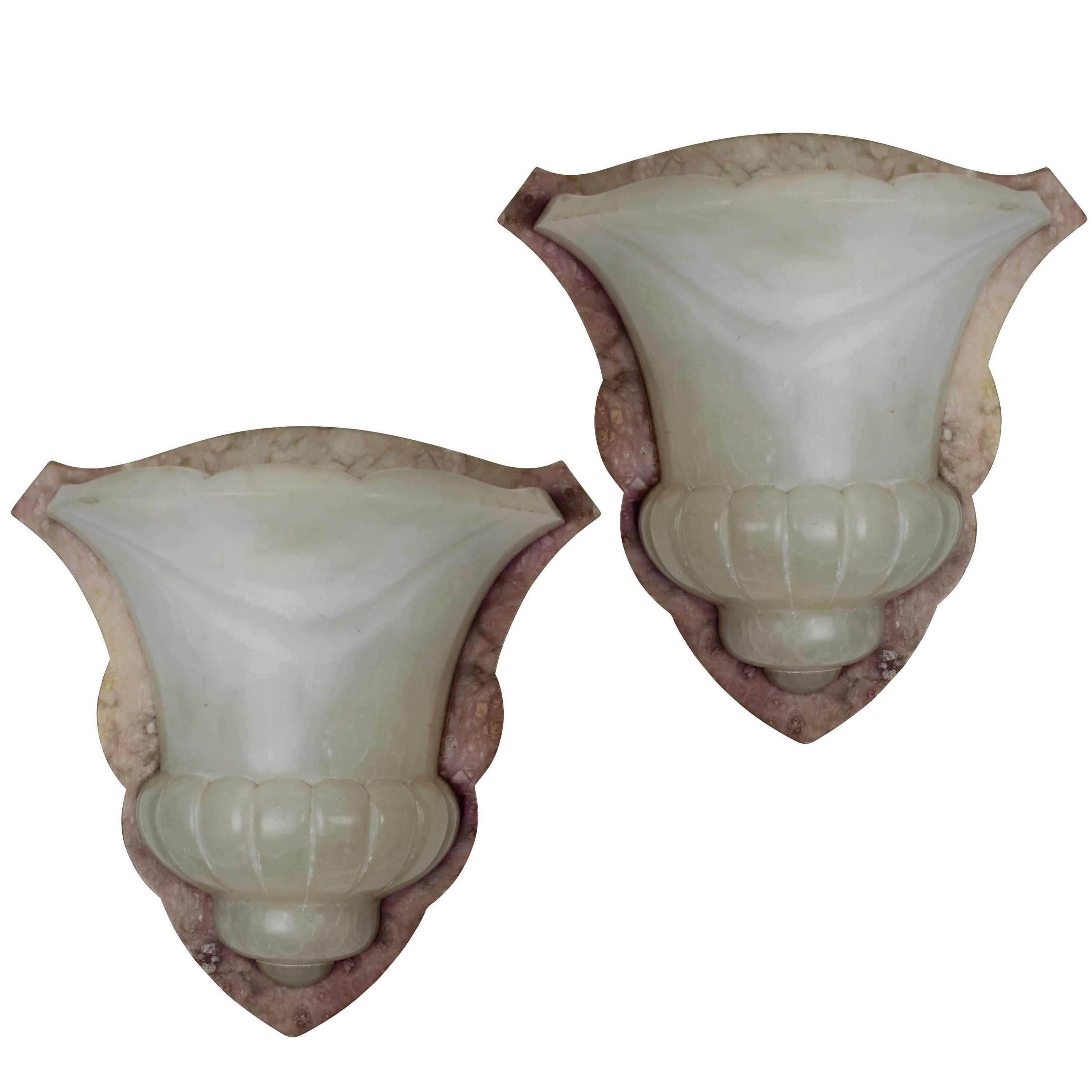 Pair of Alabaster Wall Sconces