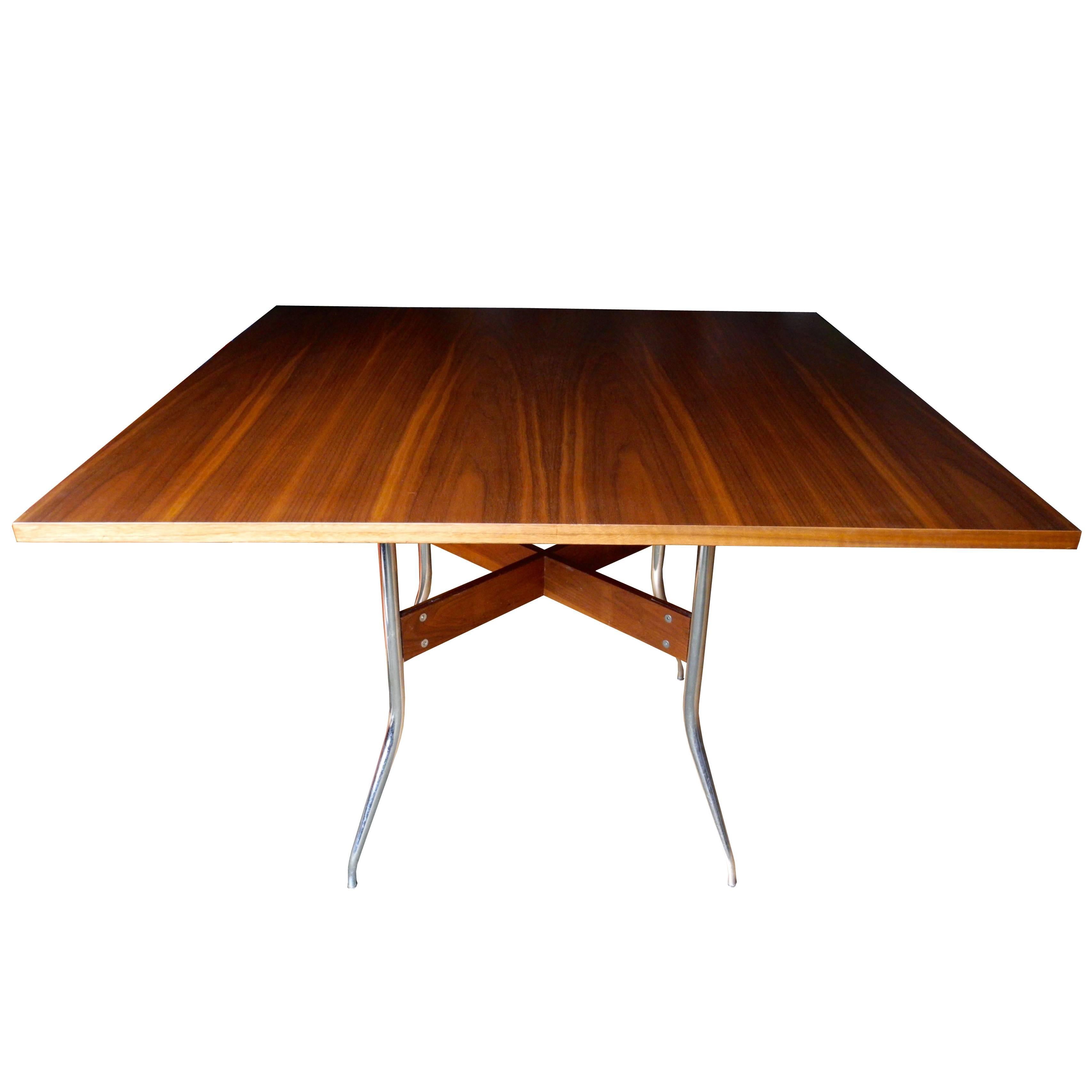 Rare Modern Walnut Square Dining Table by Nelson for Herman