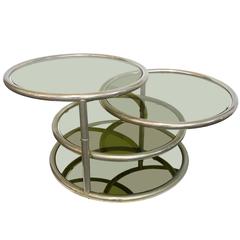 Chrome and Glass Swivel-Top Table