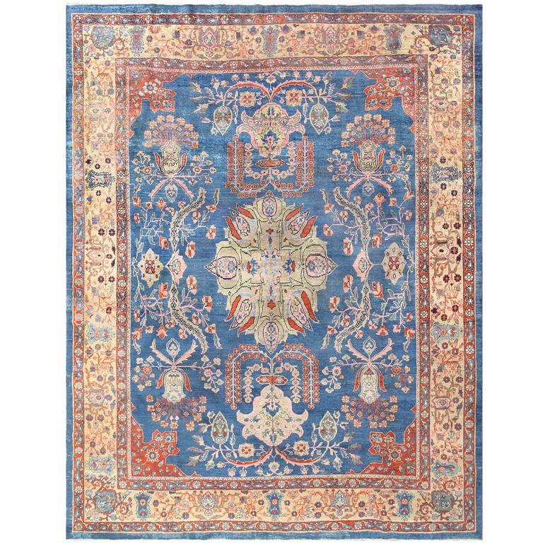 Blue Antique Persian Sultanabad Rug For Sale at 1stdibs
