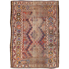 Antiker persischer Kurd-Akzent-Teppich im Used-Look des späten 19. Jahrhunderts