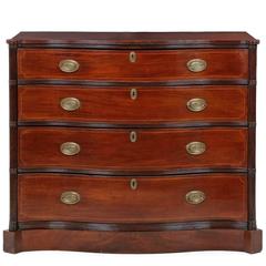 English George III Inlaid Mahogany Serpentine Chest of Drawers, circa 1800 12
