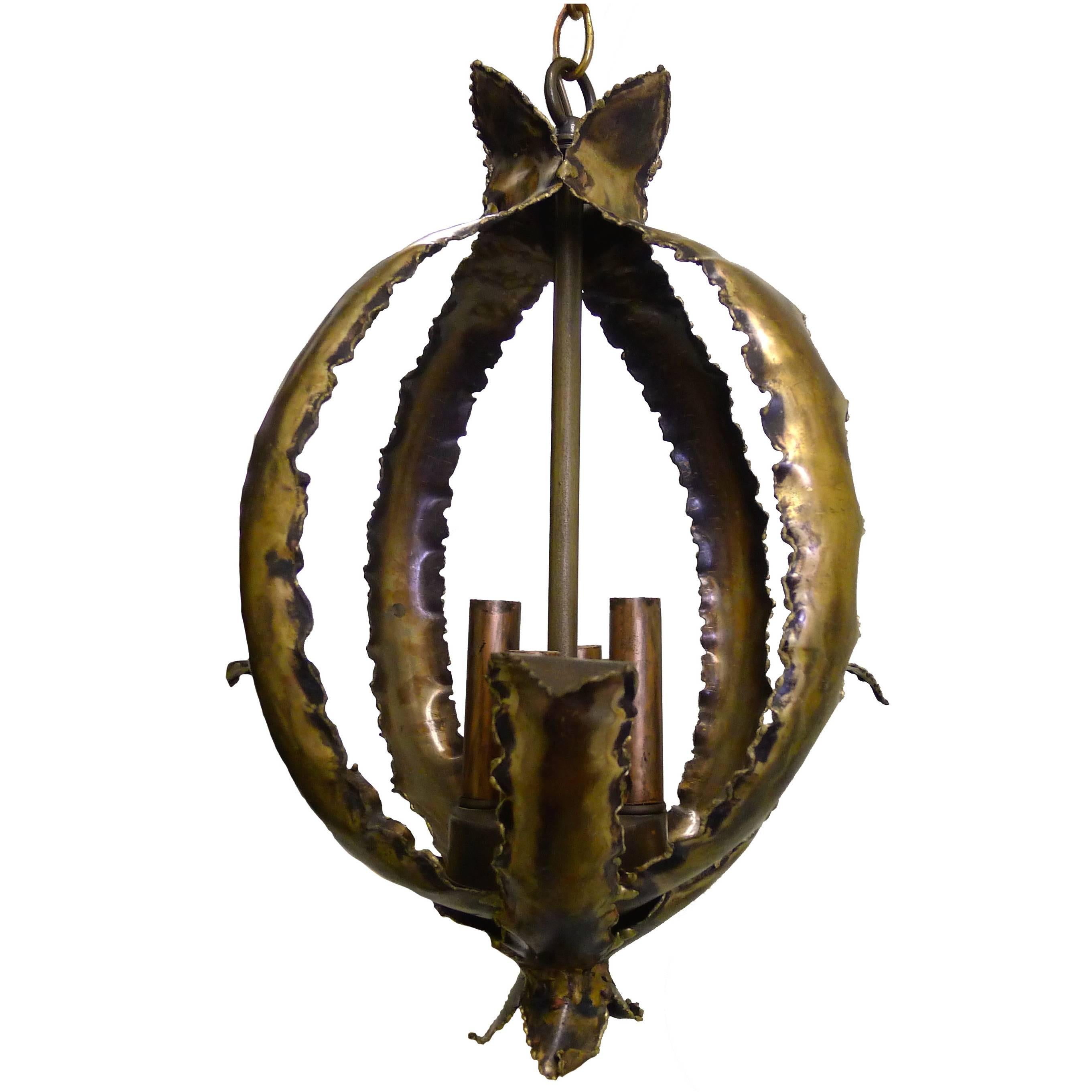 1970s Tom Greene for Feldman Brutalist Metal Chandelier