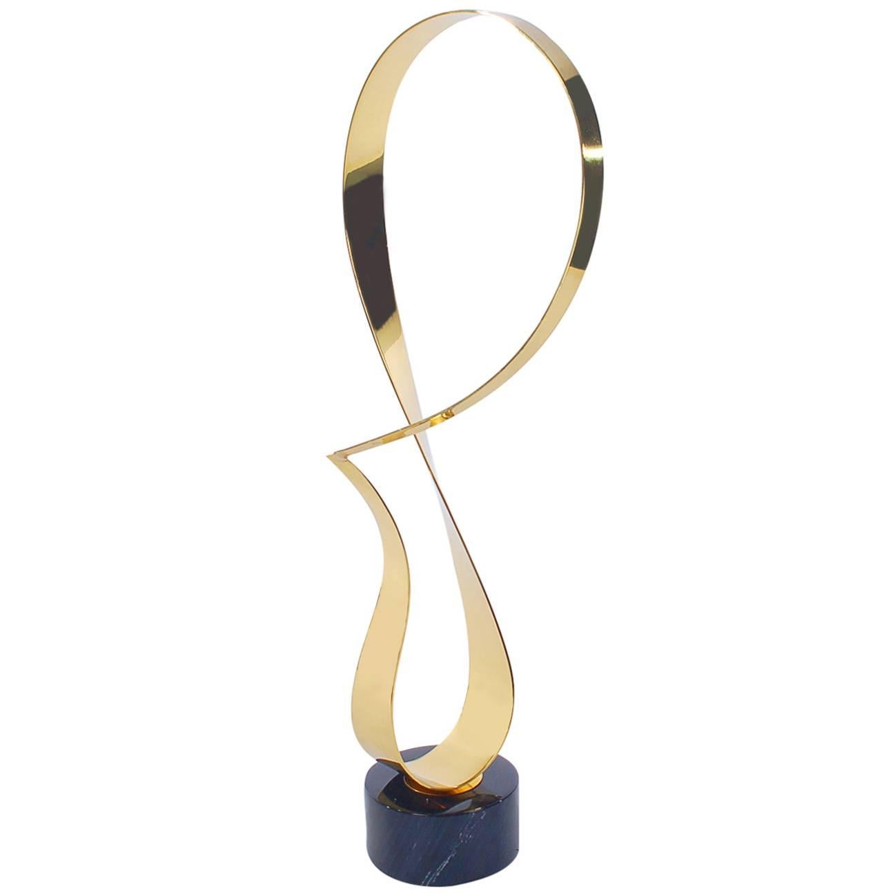 Curtis Jere Abstract Brass Ribbon Table Sculpture Mid-Century Modern
