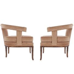 Pair of Mid-Century Velvet Lounge Chairs after Harvey Probber or James Mont 7