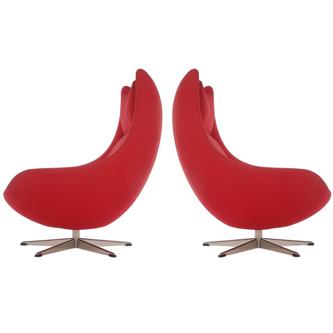 Mid-Century Danish Modern Egg Lounge Chairs by H. W. Klein for Bramin