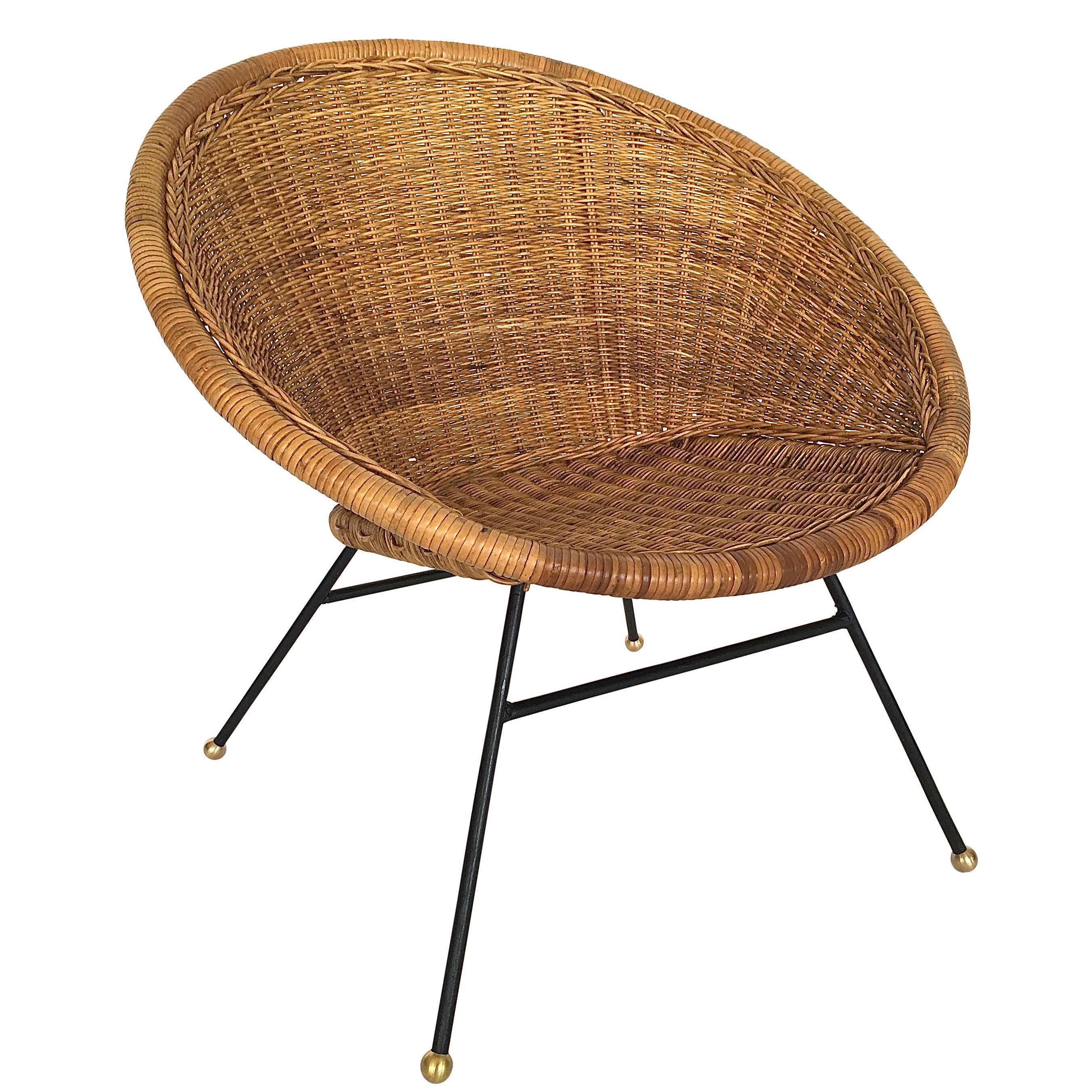 Wicker and Iron Bucket Chair