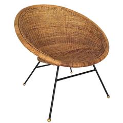 Wicker and Iron Bucket Chair