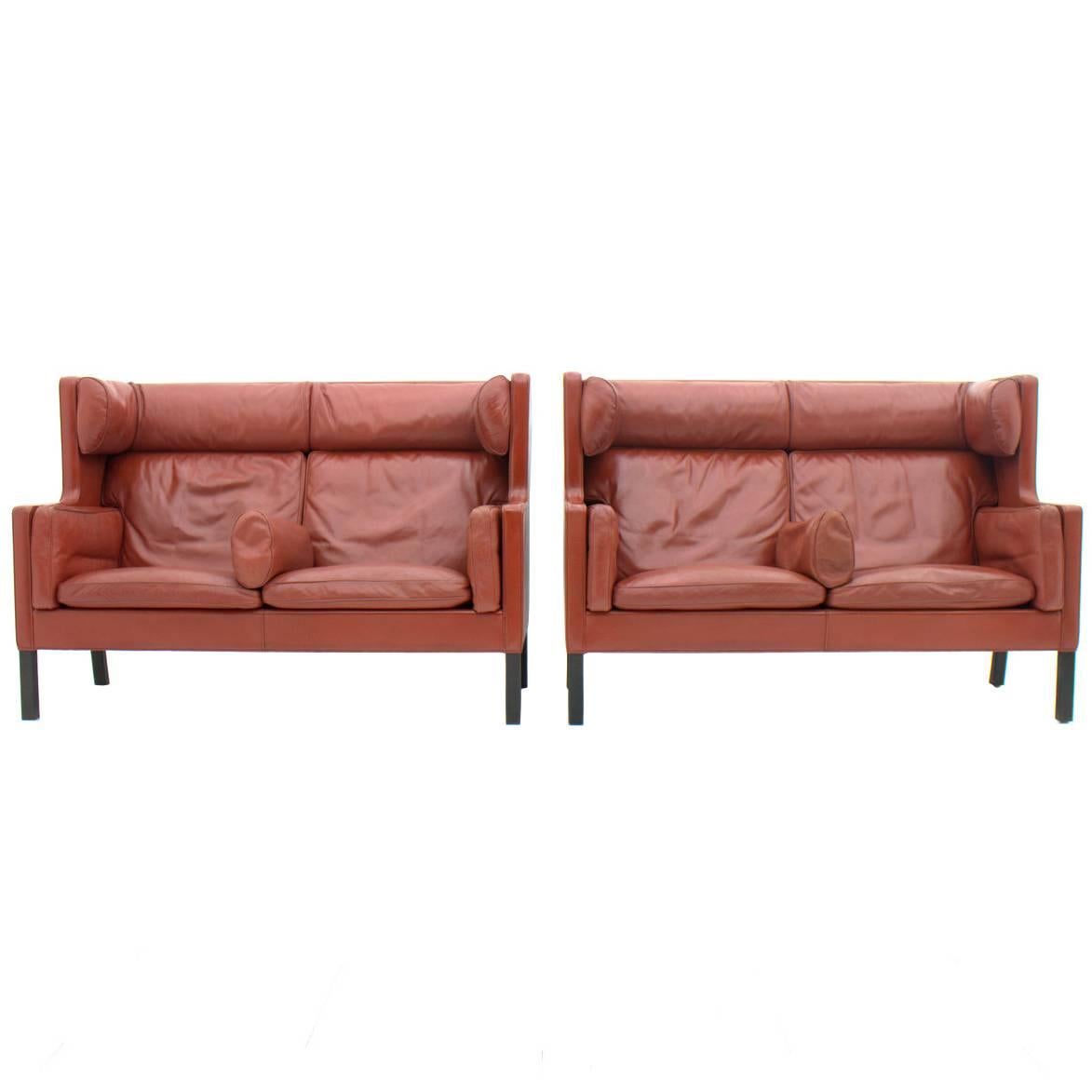 One of Two Børge Mogensen Coupe Leather Sofa, 2192, Frederica, Denmark 1971