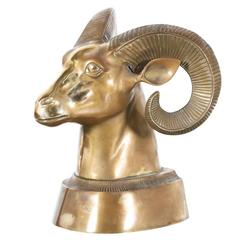 Vintage Large Brass Ram's Head / Bust Sculpture