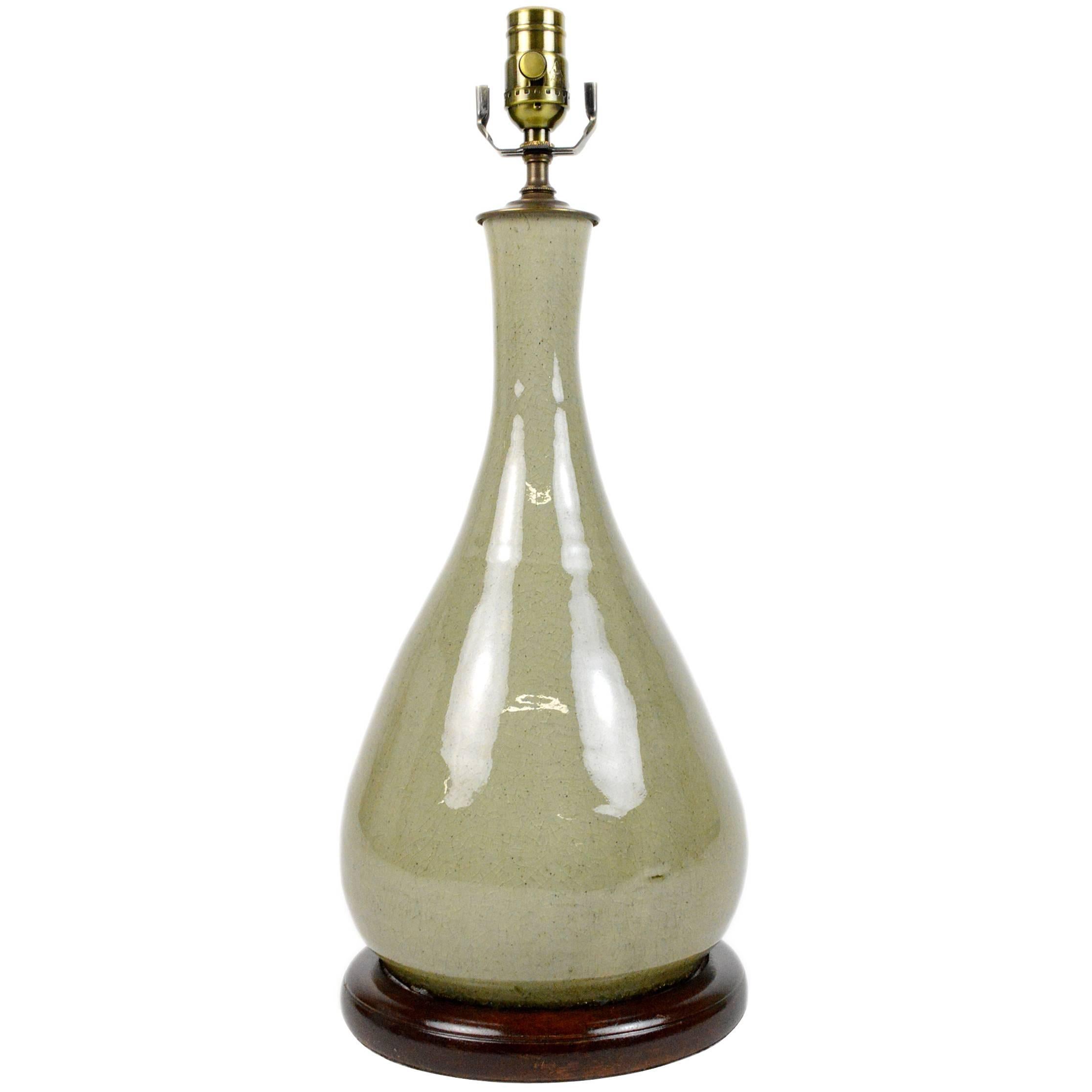 Asian Celadon Craquelure Vase Mounted as Lamp For Sale
