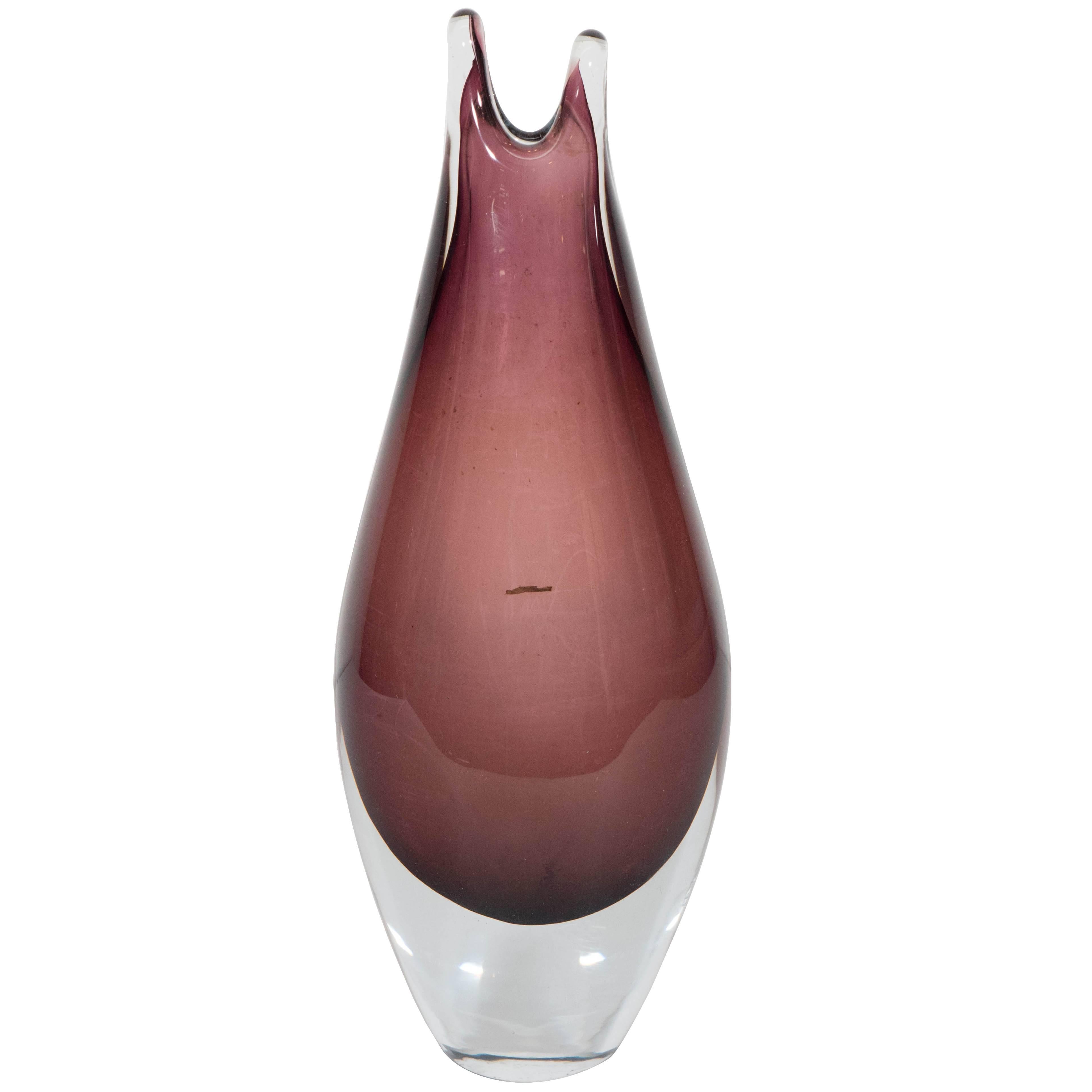 Murano Glass 'Sommerso' Vase in Amethyst