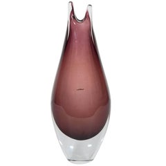 Murano Glass 'Sommerso' Vase in Amethyst