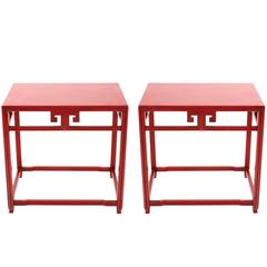 Michael Taylor for Baker Far East Red Side Tables, Pair 11