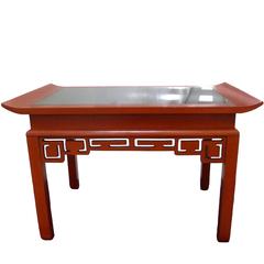 Chinoiserie Red Painted and Mirror Cocktail Table by Kittinger