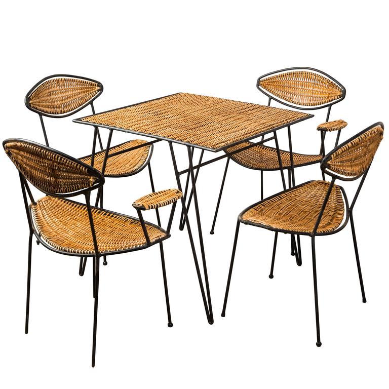 Rare Rattan and Iron Dining Set by John Risley at 1stdibs