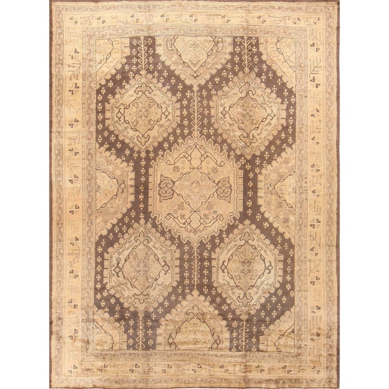 Decorative Large Antique Turkish Oushak Rug For Sale at 1stdibs