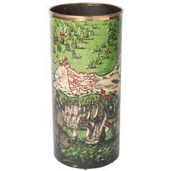 Piero Fornasetti metal umbrella stand “Battaglia Navale”, Italy circa 1960