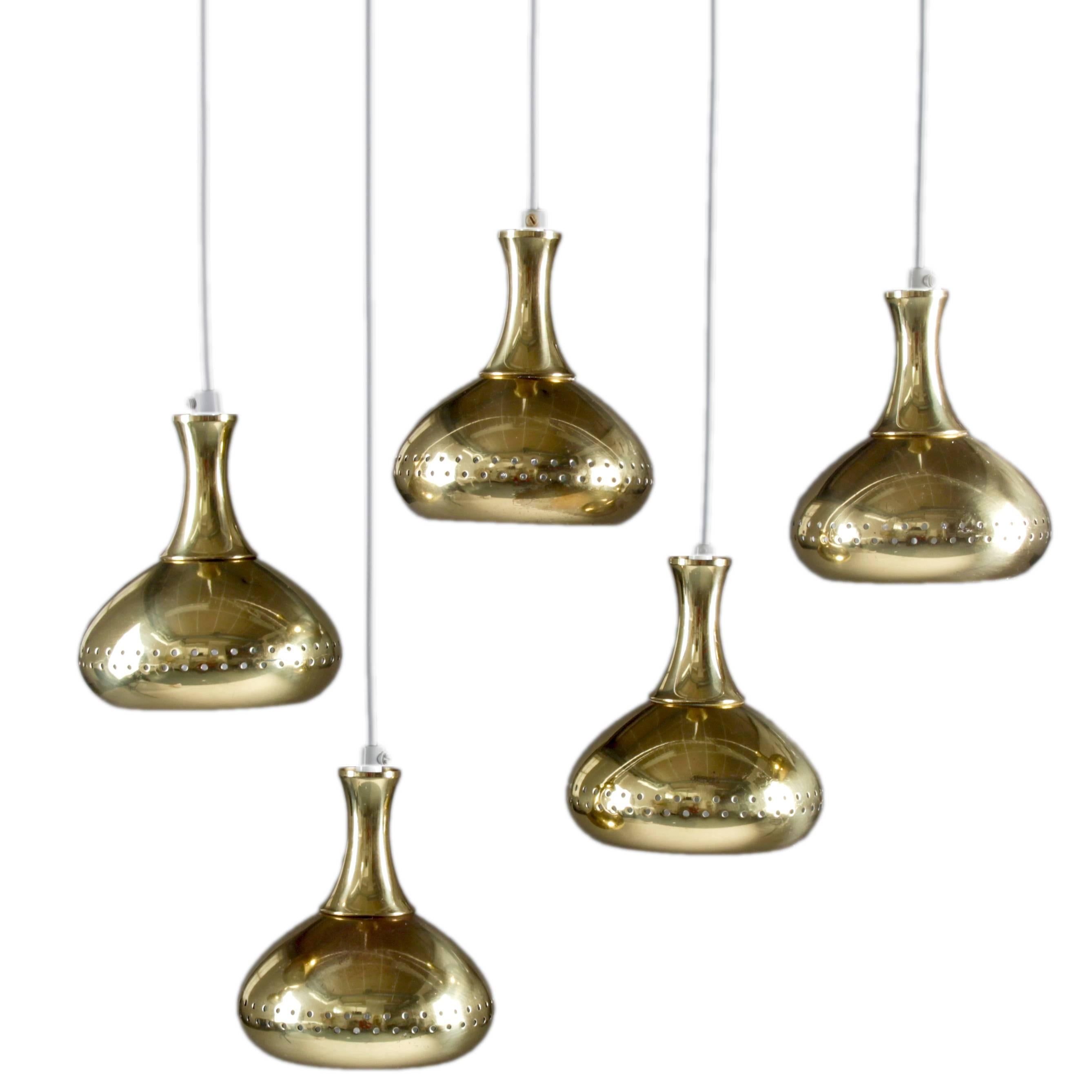 Set of Five Brass Pendants by Hans-Agne Jakobsson