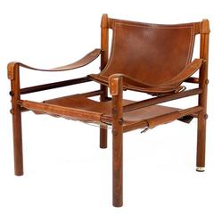 Amazing 1960s Arne Norell Rosewood 
Cognac Leather Safari Chair Mod. Sirocco