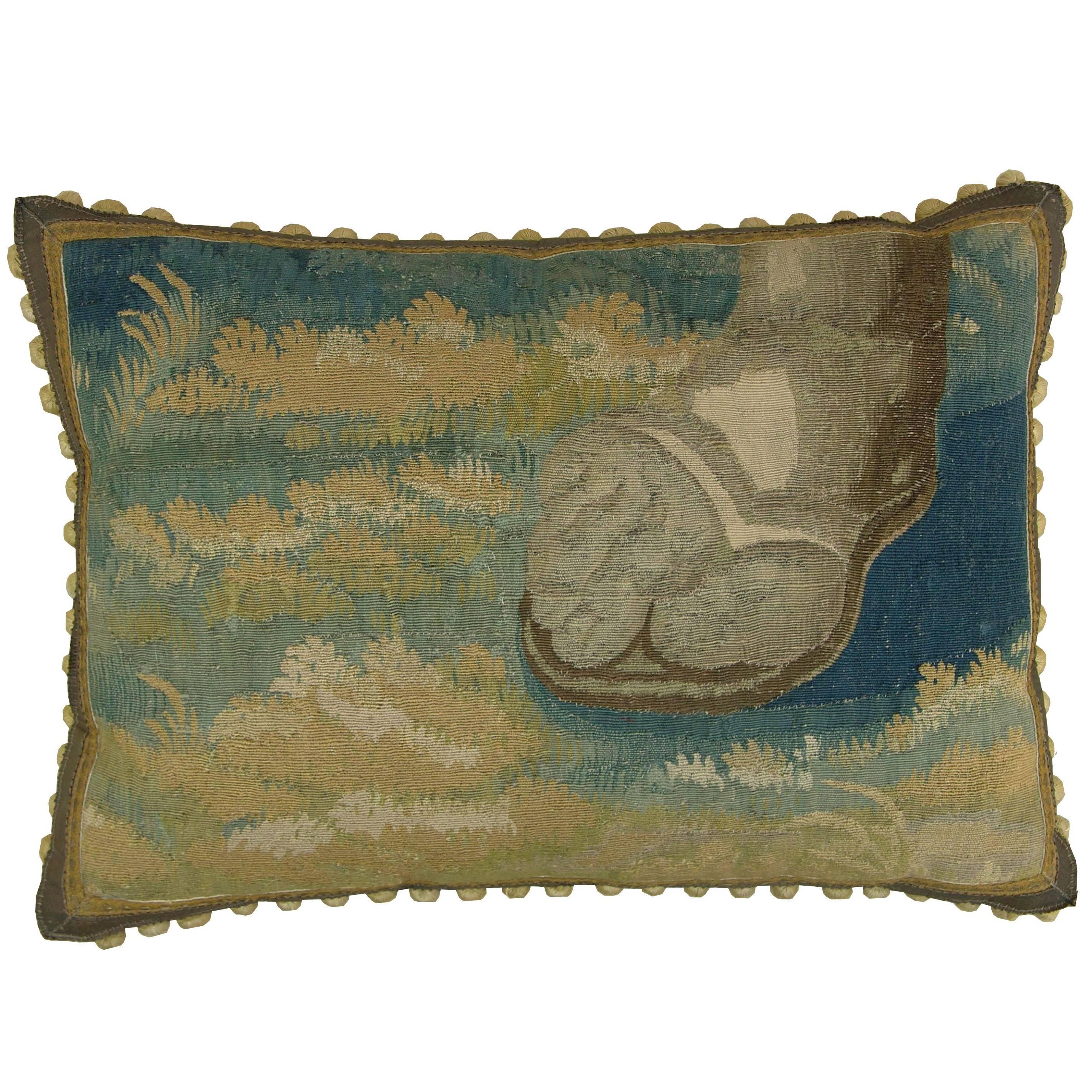 17th Century Antique Brussels Baroque Tapestry Pillow For Sale