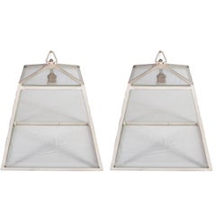 Trapezoidal Glass and Metal Frame Herve Baume Lanterns